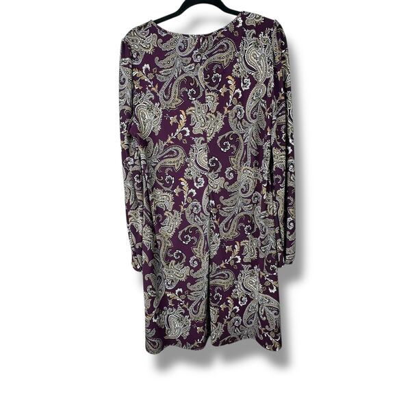 Tommy Hilfiger NWOT Plum Purple Paisley Print Pullover Long Sleeve Midi Dress - Picture 5 of 7